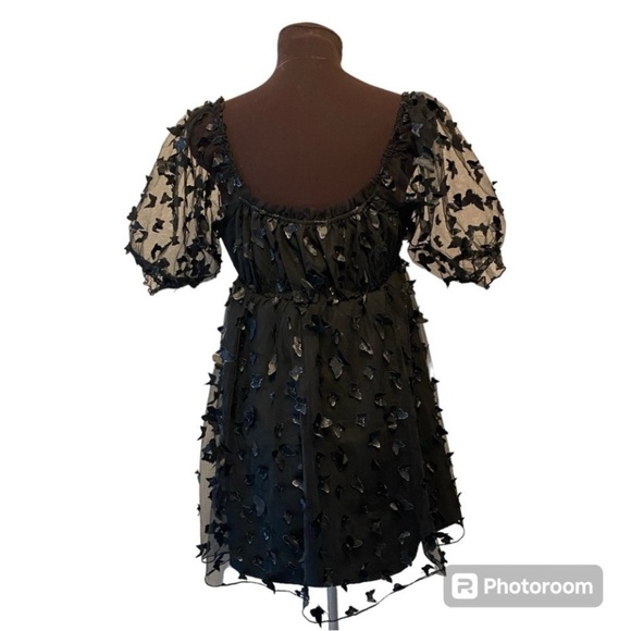 Butterfly Thirty Thirty LA Black Babydoll Sheer Mini Dress Womens size Medium - Picture 15 of 16